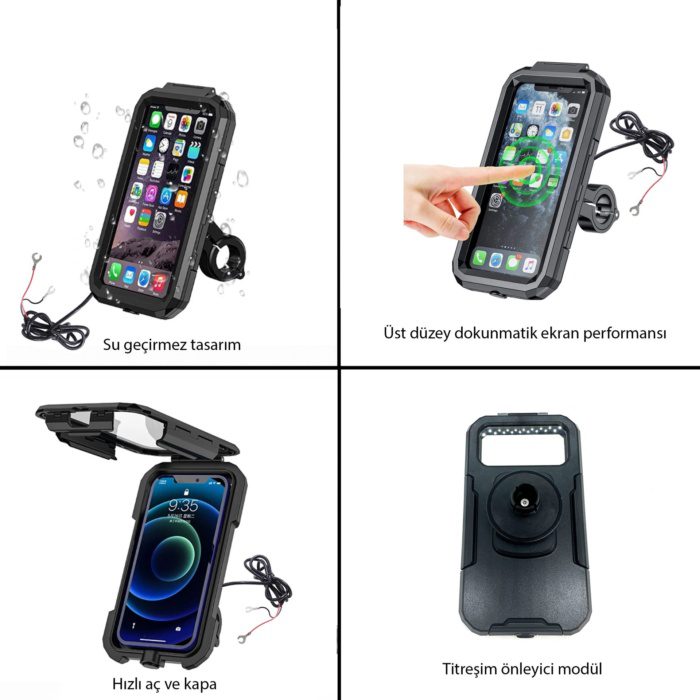 Knmaster TT-900WU Titreşim Engelleyici Usb’li Tüm Motosikletlere Uygun Telefon Tutucu - Görsel 4