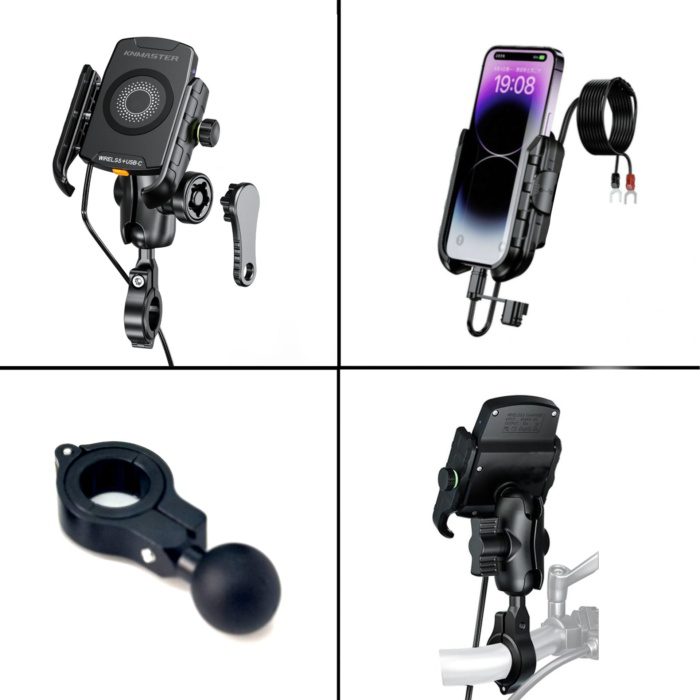 Knmaster TT-600WU Tüm Motosikletlere Uyumlu Kablosuz ve Usb’li Telefon Tutucu - Görsel 2