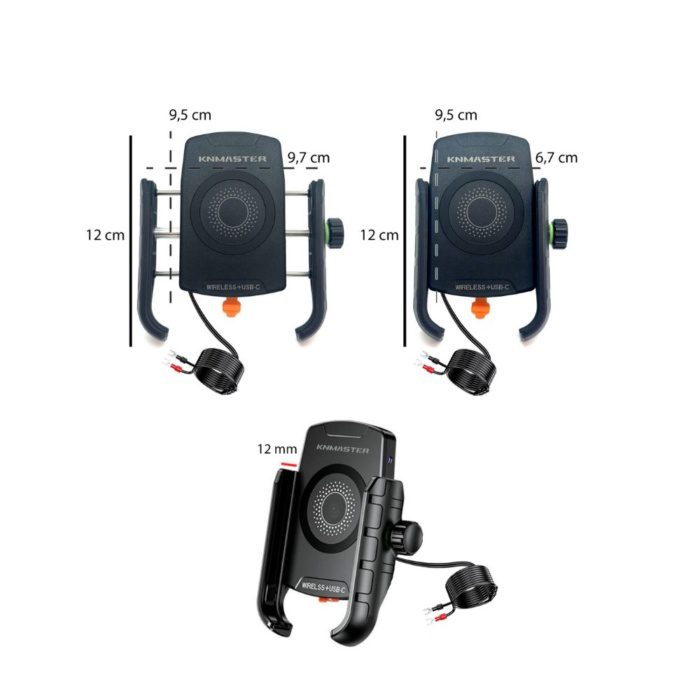 Knmaster TT-600WU Tüm Motosikletlere Uyumlu Kablosuz ve Usb’li Telefon Tutucu - Görsel 3