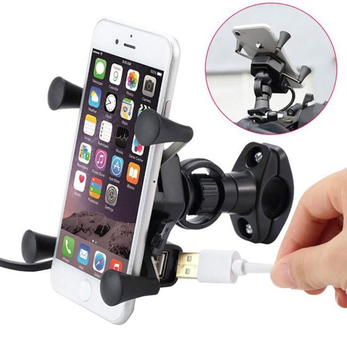 Knmaster X Serisi Motosiklet Bisiklet Telefon Tutucu - Gidon Bağlantılı - Usb Girişli - Görsel 5
