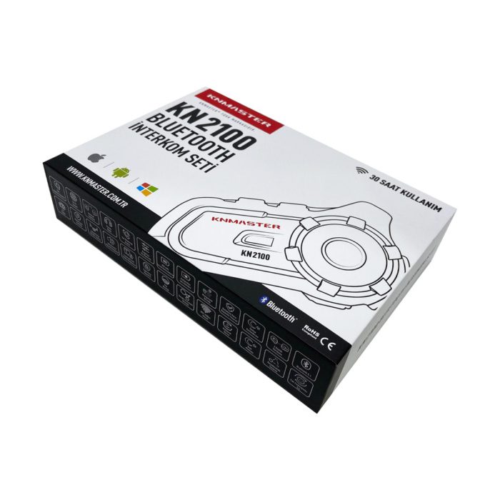 Knmaster KN2100 Motosiklet Kask İnterkom Bluetooth Intercom Kulaklık Seti Kırmızı - Görsel 4