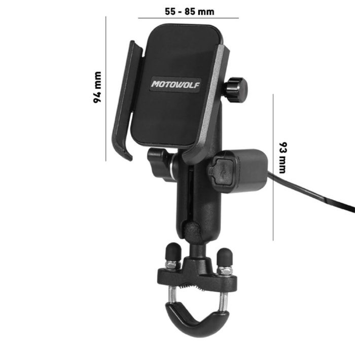 Motowolf Usb Şarj Soketli Gidon Bağlantılı Motosiklet Bisiklet Telefon Tutucu Ayarlanabilir - Görsel 6