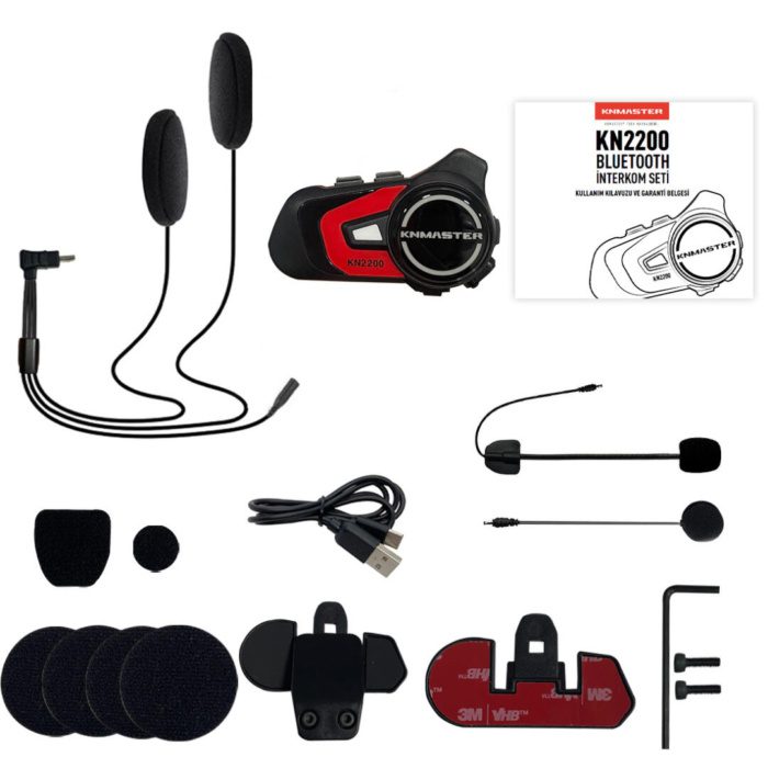 Knmaster KN2200 Motosiklet Kask İnterkom Bluetooth Intercom Kulaklık Seti - Görsel 4