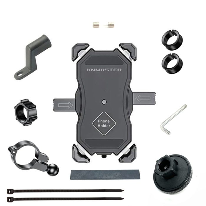 Knmaster TT-450WU Titreşim Engelleyici Tüm Motosikletlere Uyumlu Kablosuz ve Usb’li Telefon Tutucu