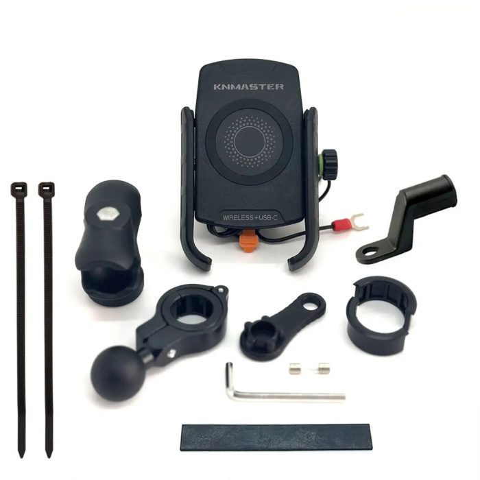 Knmaster TT-600WU Tüm Motosikletlere Uyumlu Kablosuz ve Usb’li Telefon Tutucu