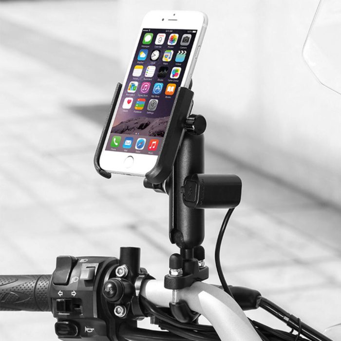 Motowolf Usb Şarj Soketli Gidon Bağlantılı Motosiklet Bisiklet Telefon Tutucu Ayarlanabilir