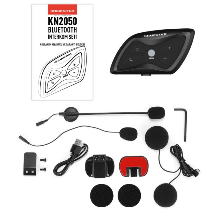 Knmaster KN2050 Motosiklet Kask İnterkom Bluetooth Intercom Kulaklık Seti